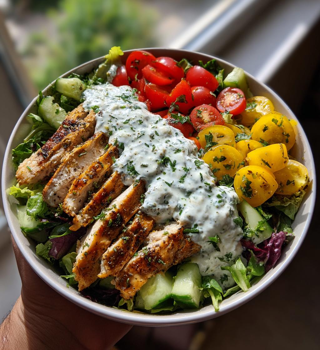 grilled chicken greek salad with tzatziki - detail 1