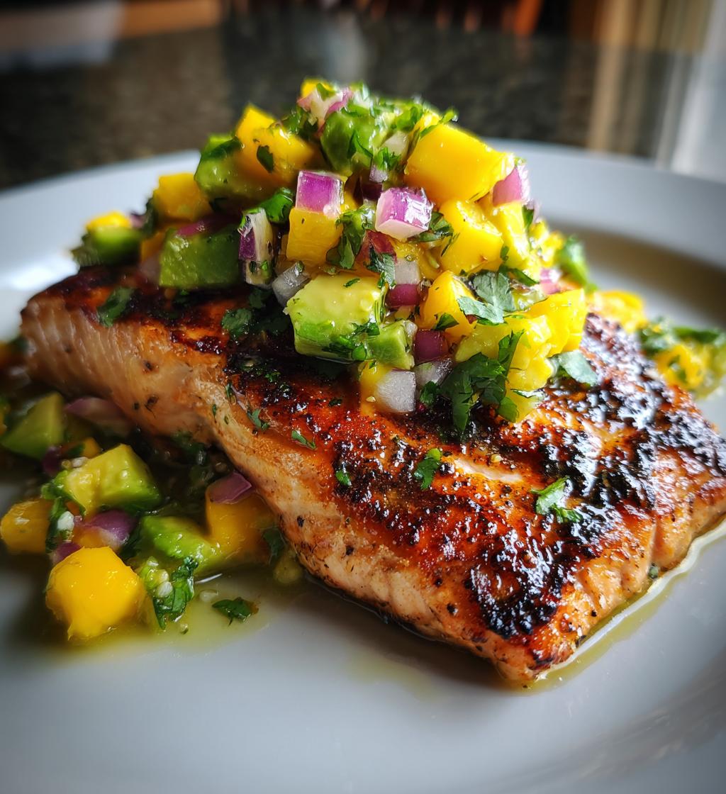 grilled lime salmon avocado mango salsa