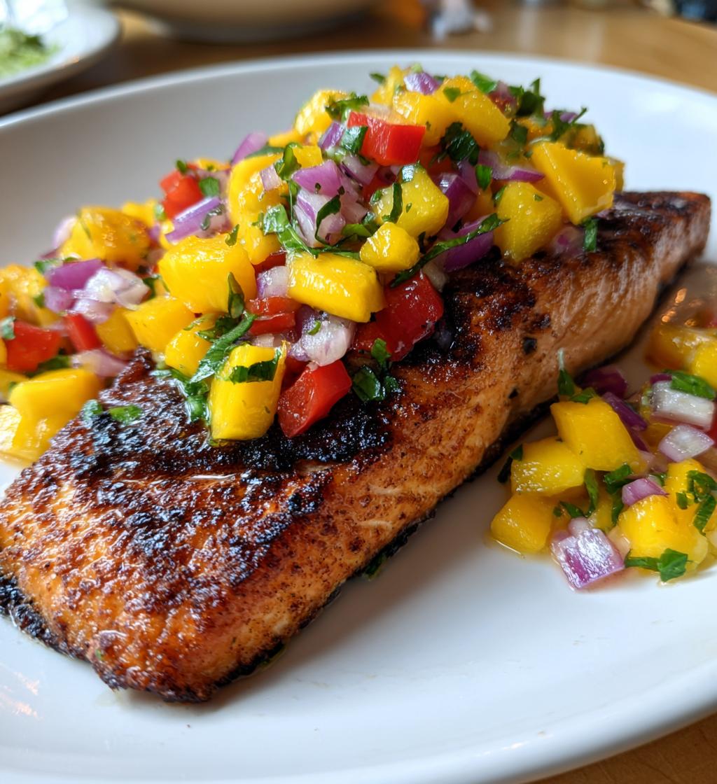 grilled salmon with mango salsa - detail 1