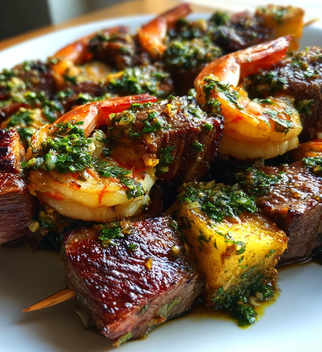 grilled surf turf skewers with chimichurri - detail 1