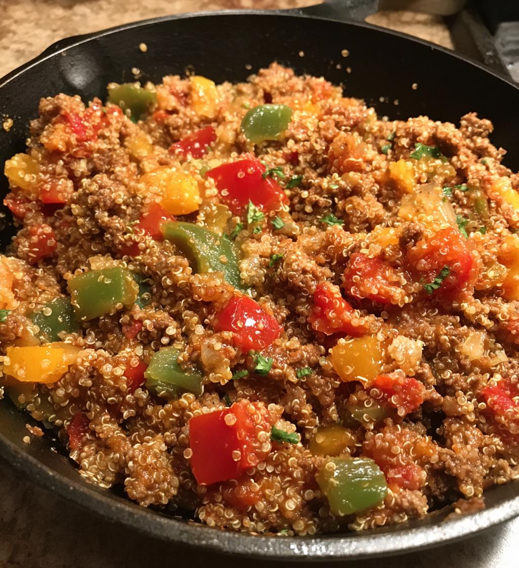 ground beef quinoa skillet - detail 1