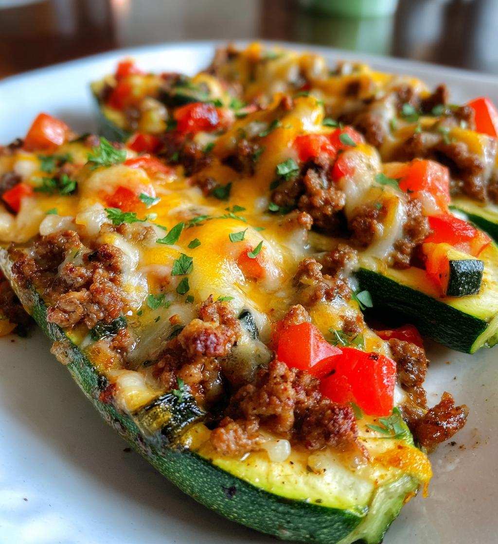 ground beef zucchini boats - detail 1