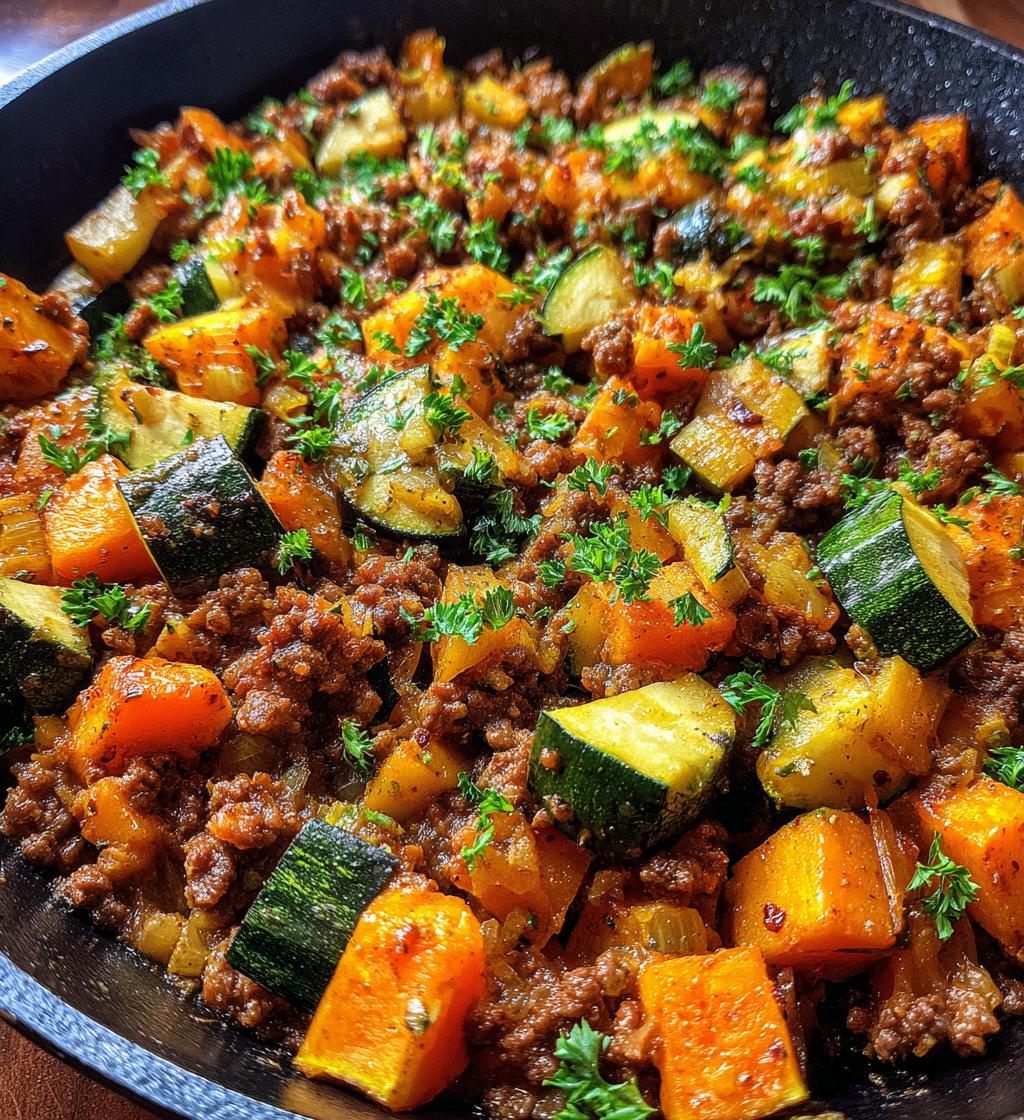 ground beef zucchini sweet potato skillet