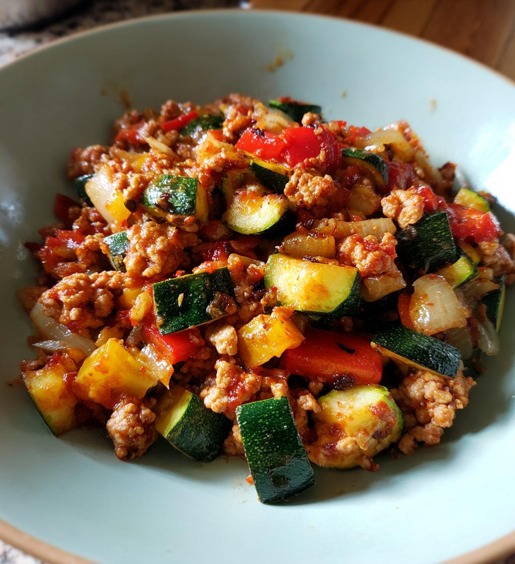 ground turkey and zucchini skillet - detail 1