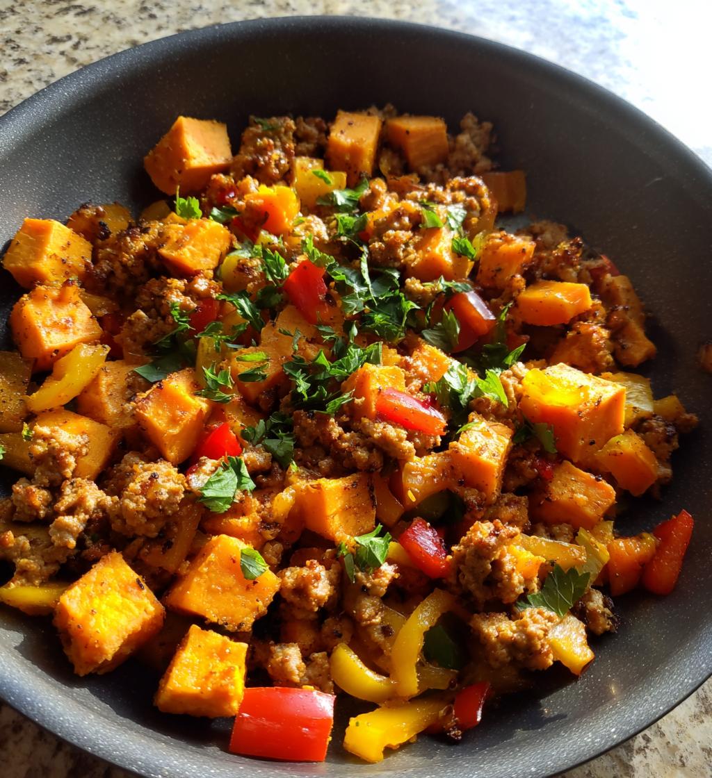 ground turkey sweet potato skillet - detail 1