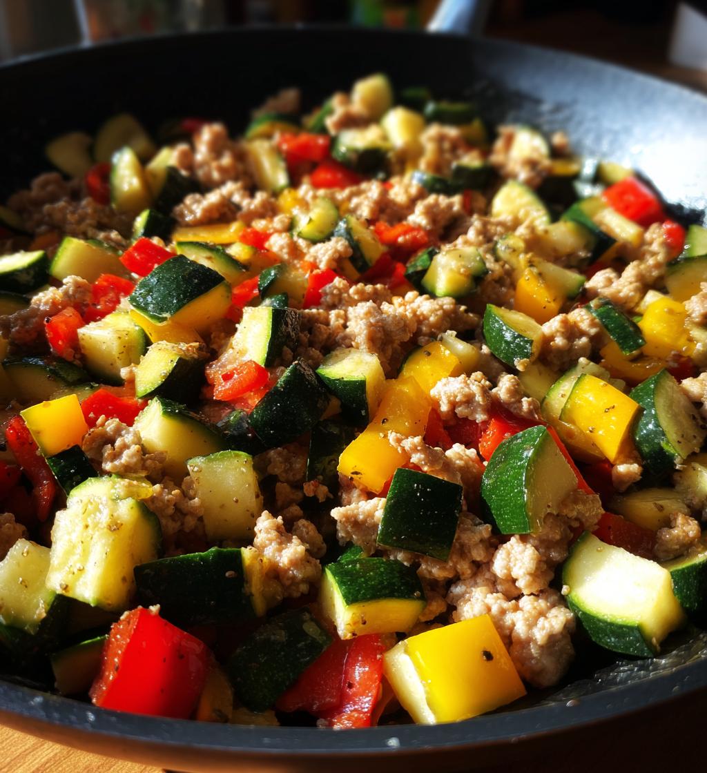 ground turkey zucchini skillet - detail 1