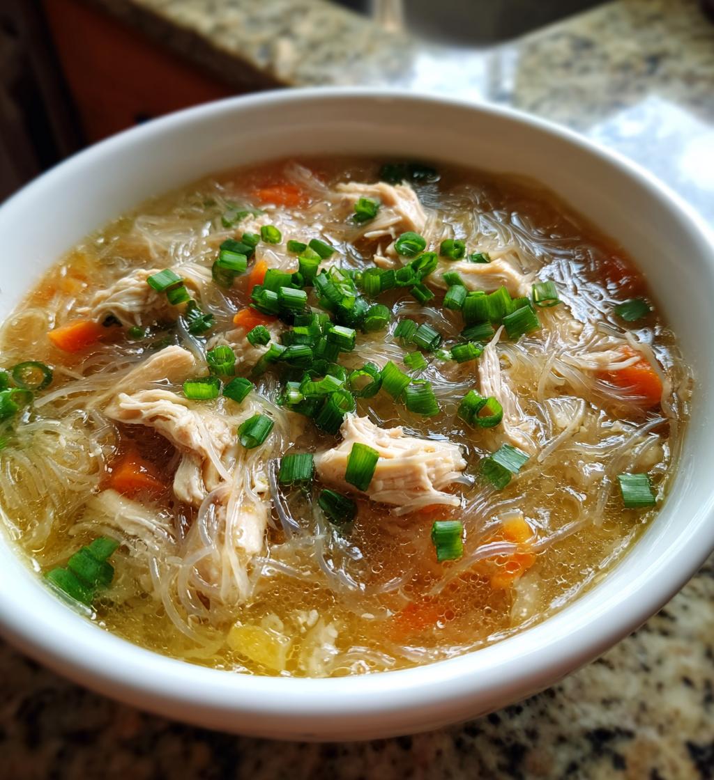 hawaiian style chicken long rice soup - detail 1