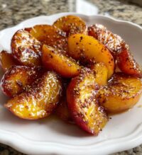 healthy honey roasted peaches