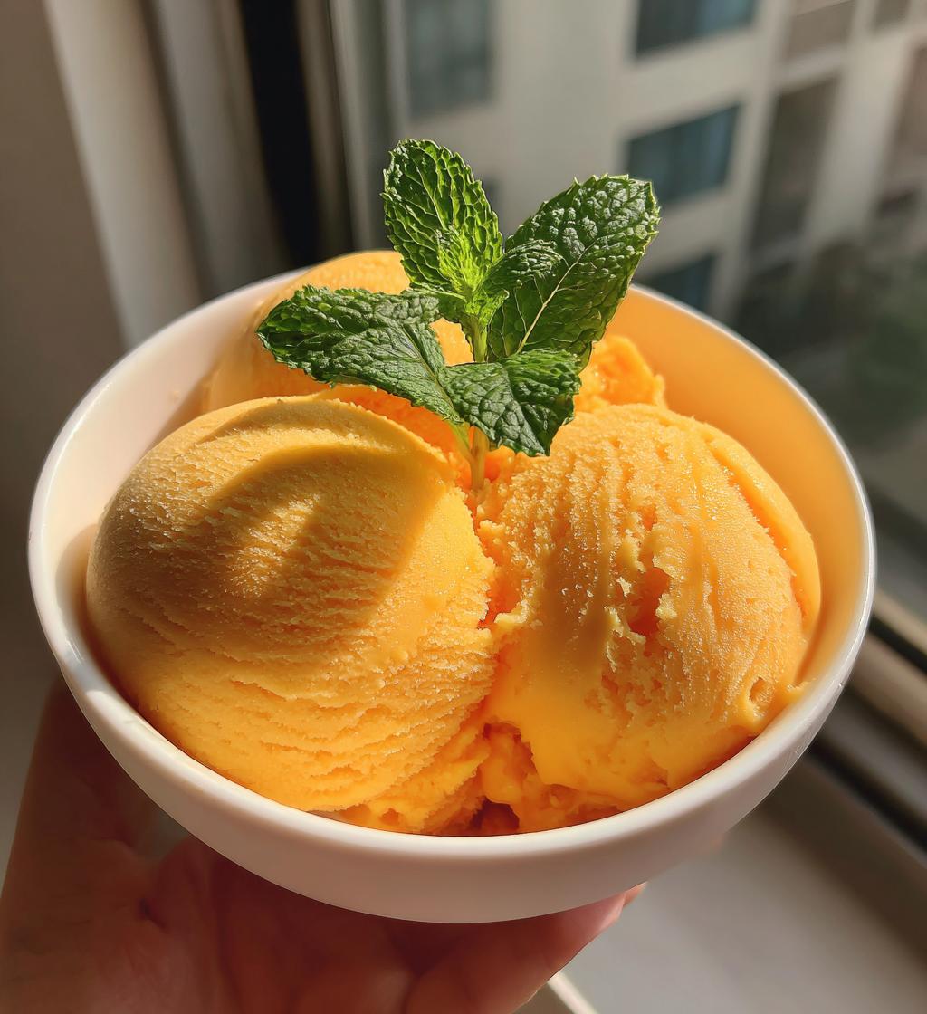 homemade mango sorbet - detail 1