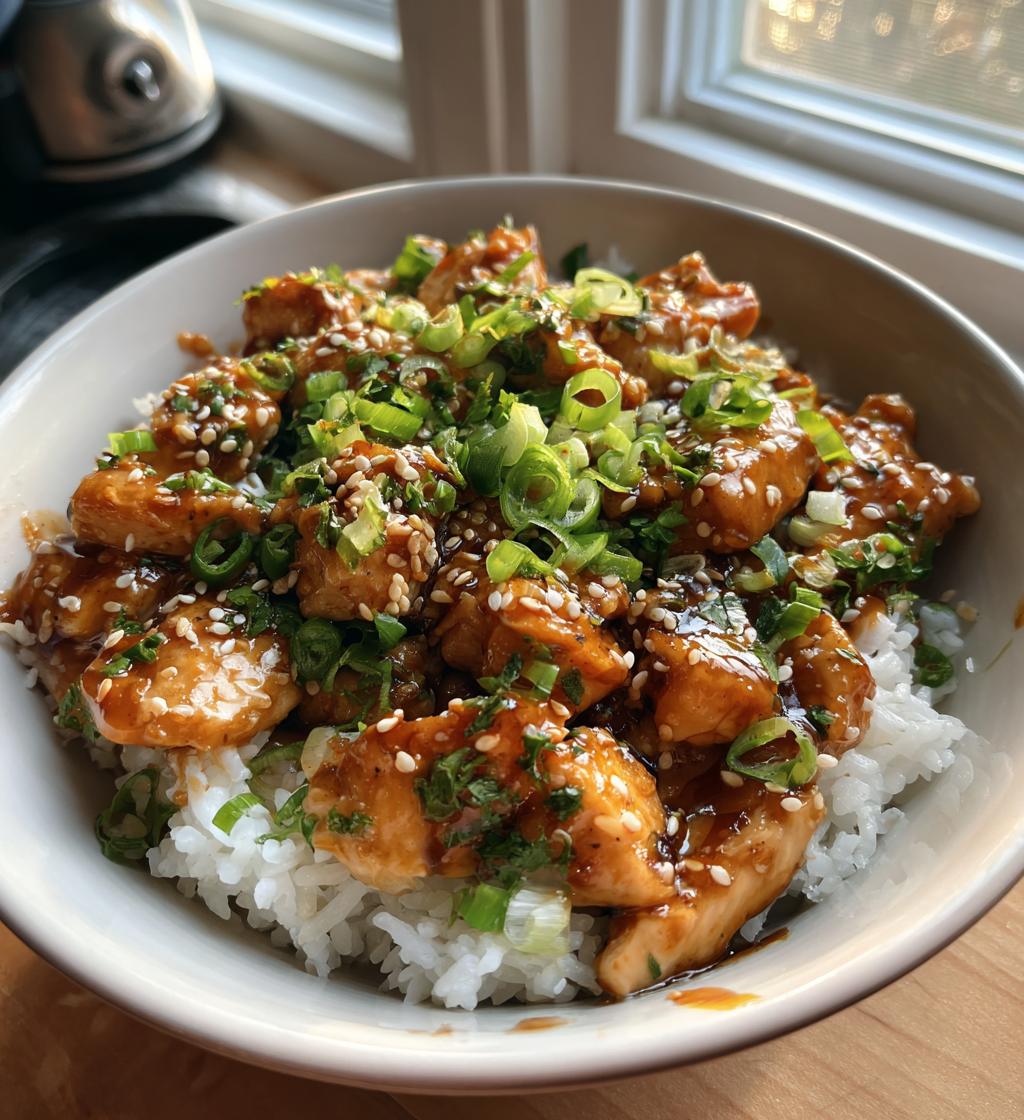 honey garlic chicken rice bowl