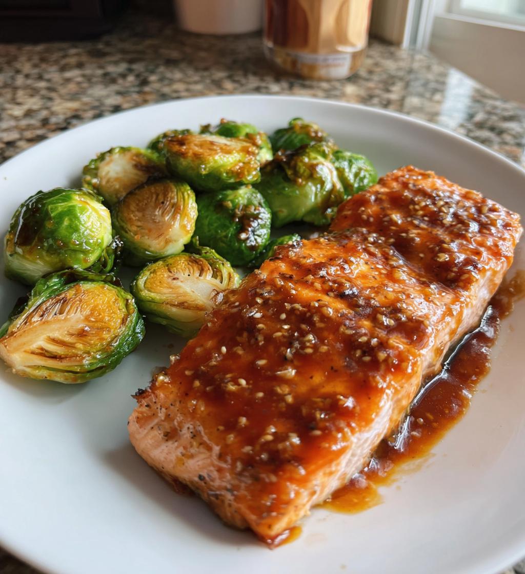 honey garlic salmon and brussels sprouts - detail 1