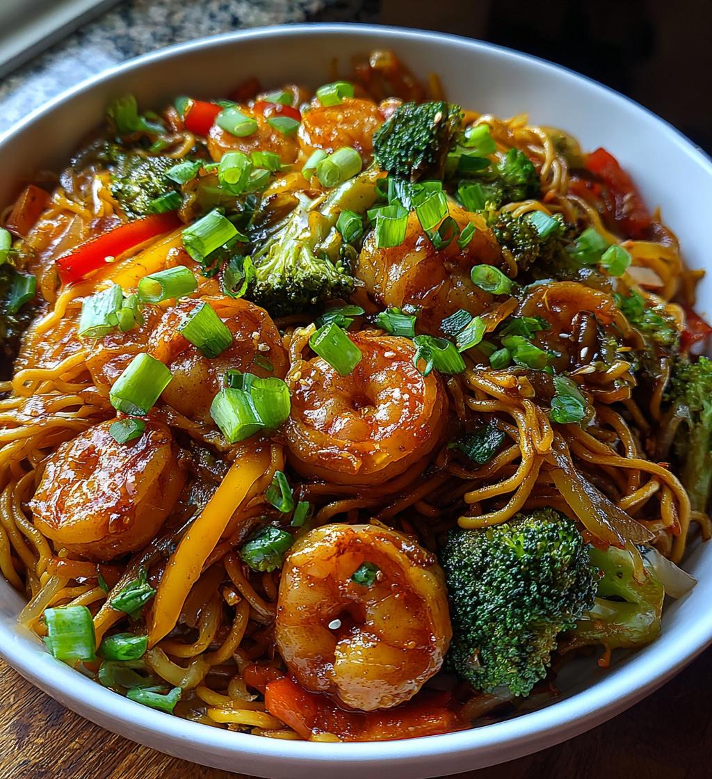 honey garlic shrimp chow mein - detail 1