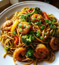 honey garlic shrimp chow mein