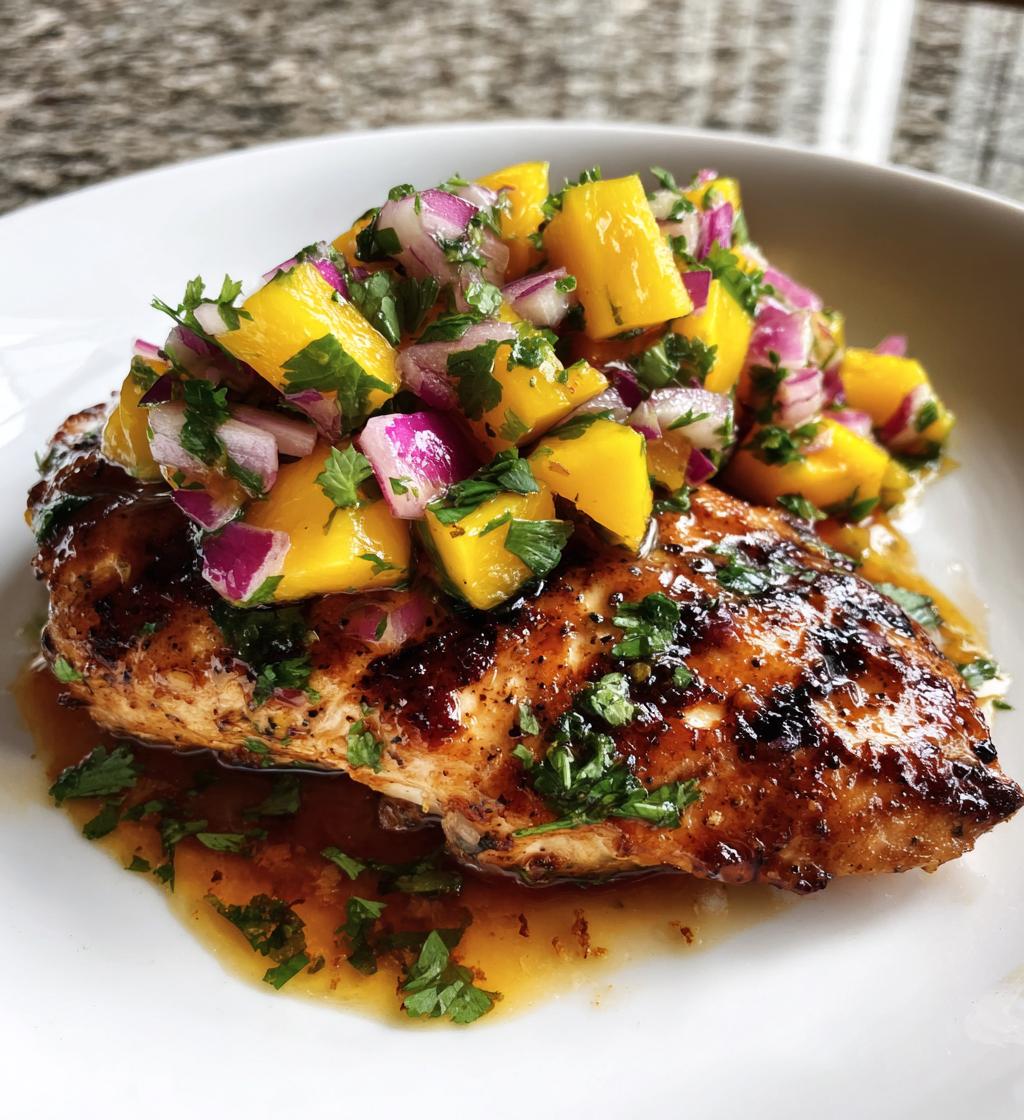 honey lime chicken with mango salsa - detail 1