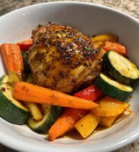 honey mustard glazed chicken with roasted vegetables