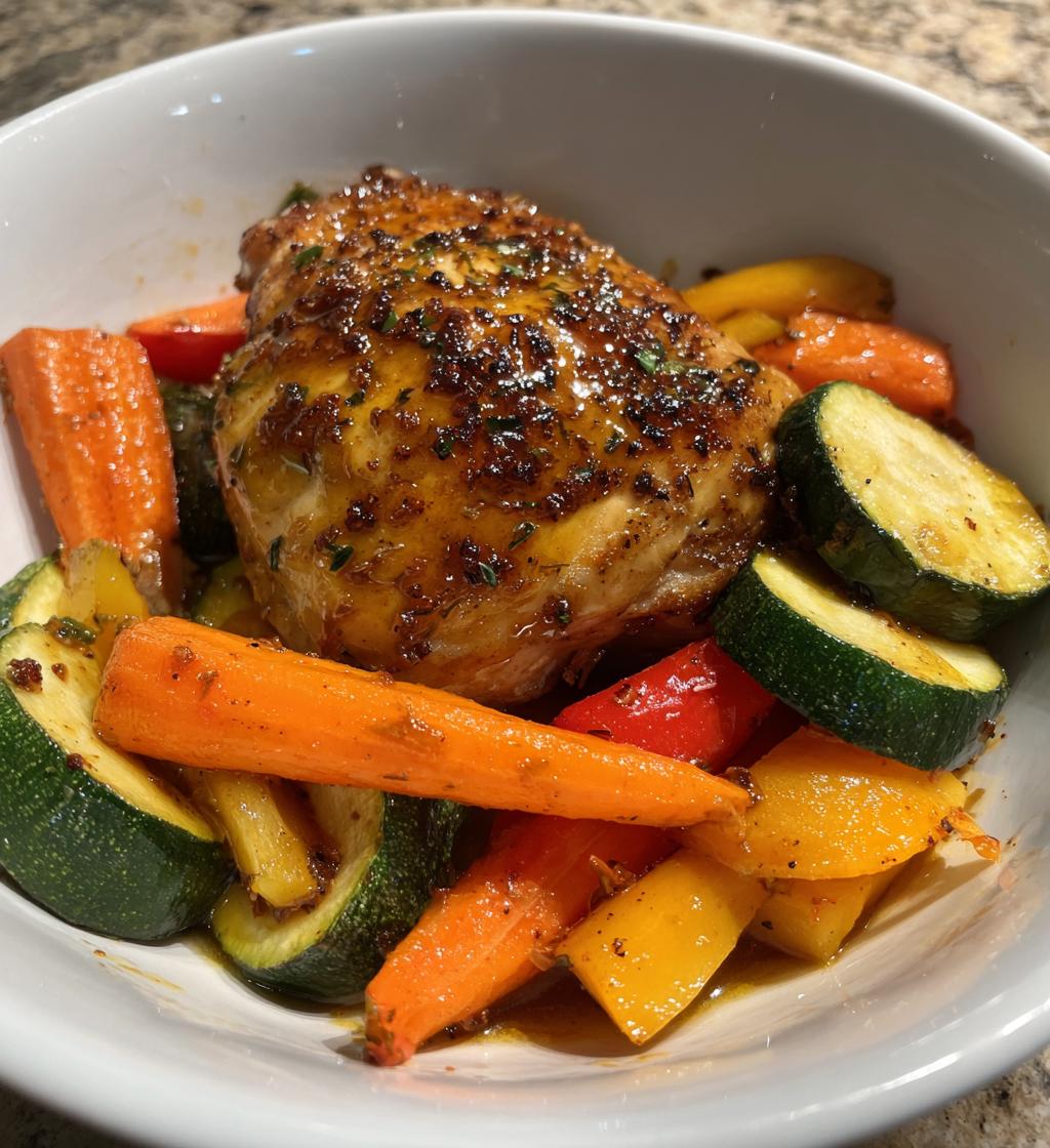 honey mustard glazed chicken with roasted vegetables