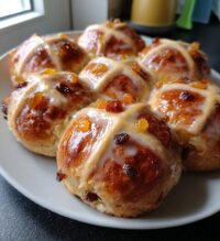 hot cross buns with candied fruit