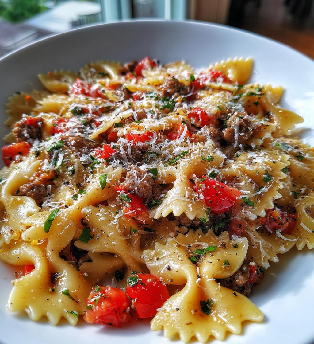 italian sausage with bow tie pasta