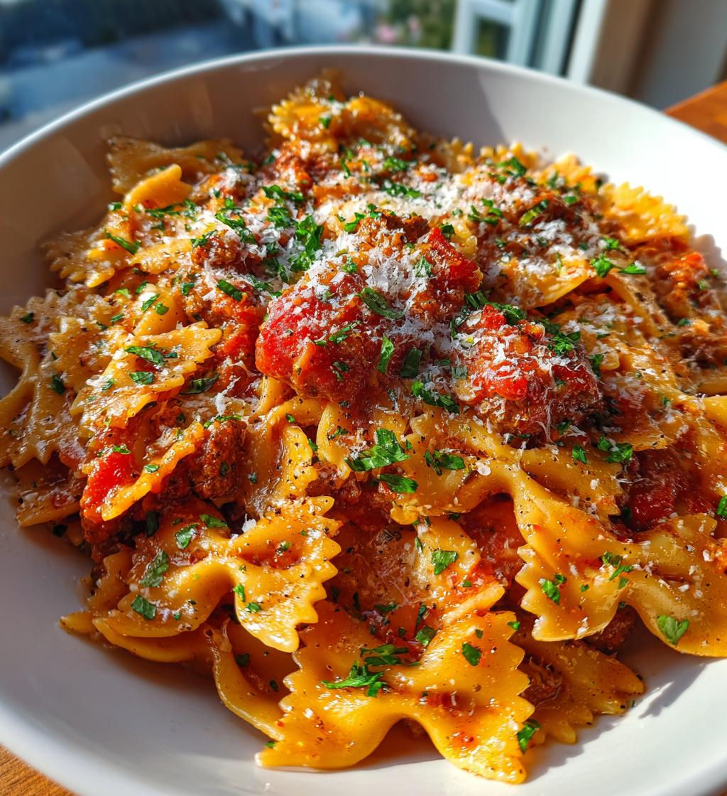 italian sausage with bow tie pasta