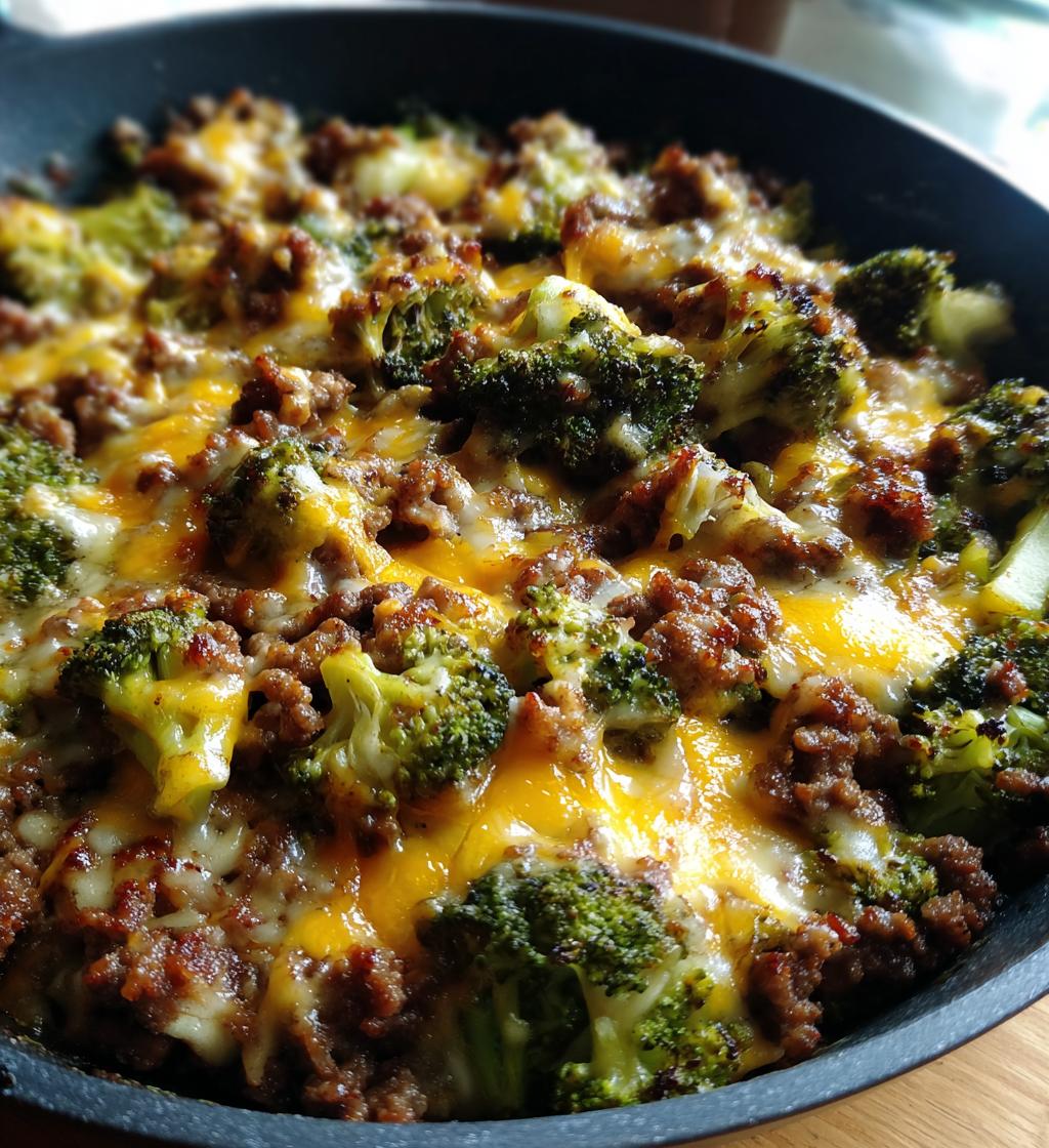 keto hamburger broccoli skillet - detail 1