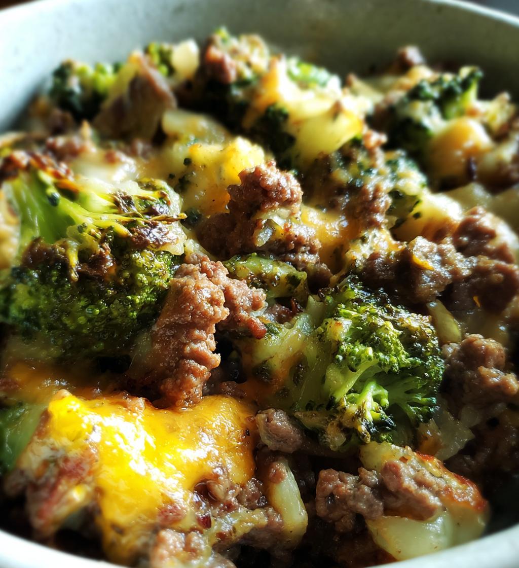 keto hamburger broccoli skillet
