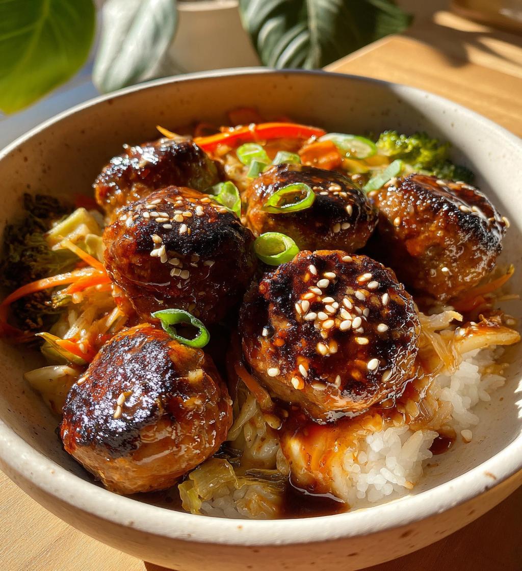 korean bbq meatball rice bowls