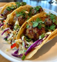 korean bbq meatball tacos
