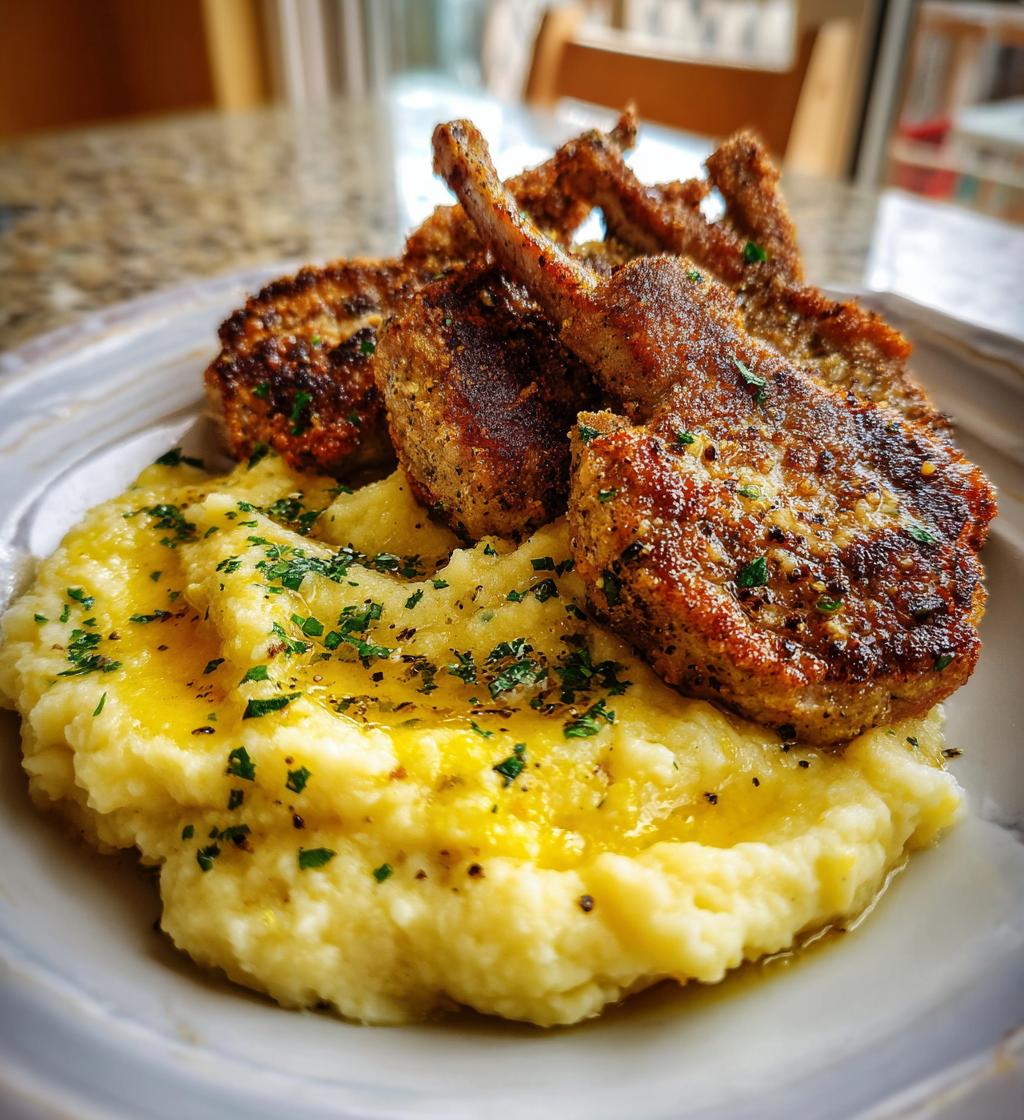 lamb schnitzel lemon butter mashed potatoes