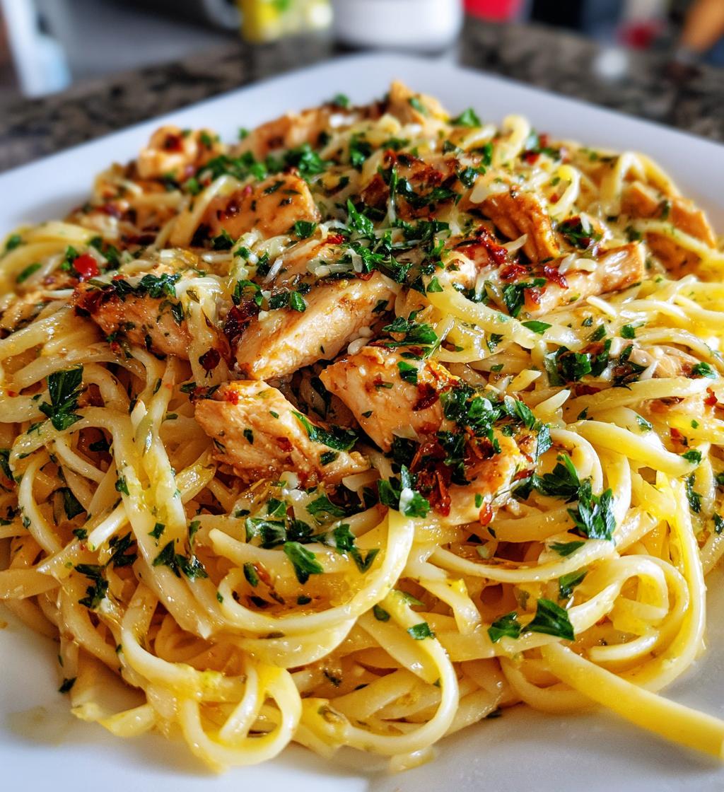 lemon garlic chicken pasta - detail 1