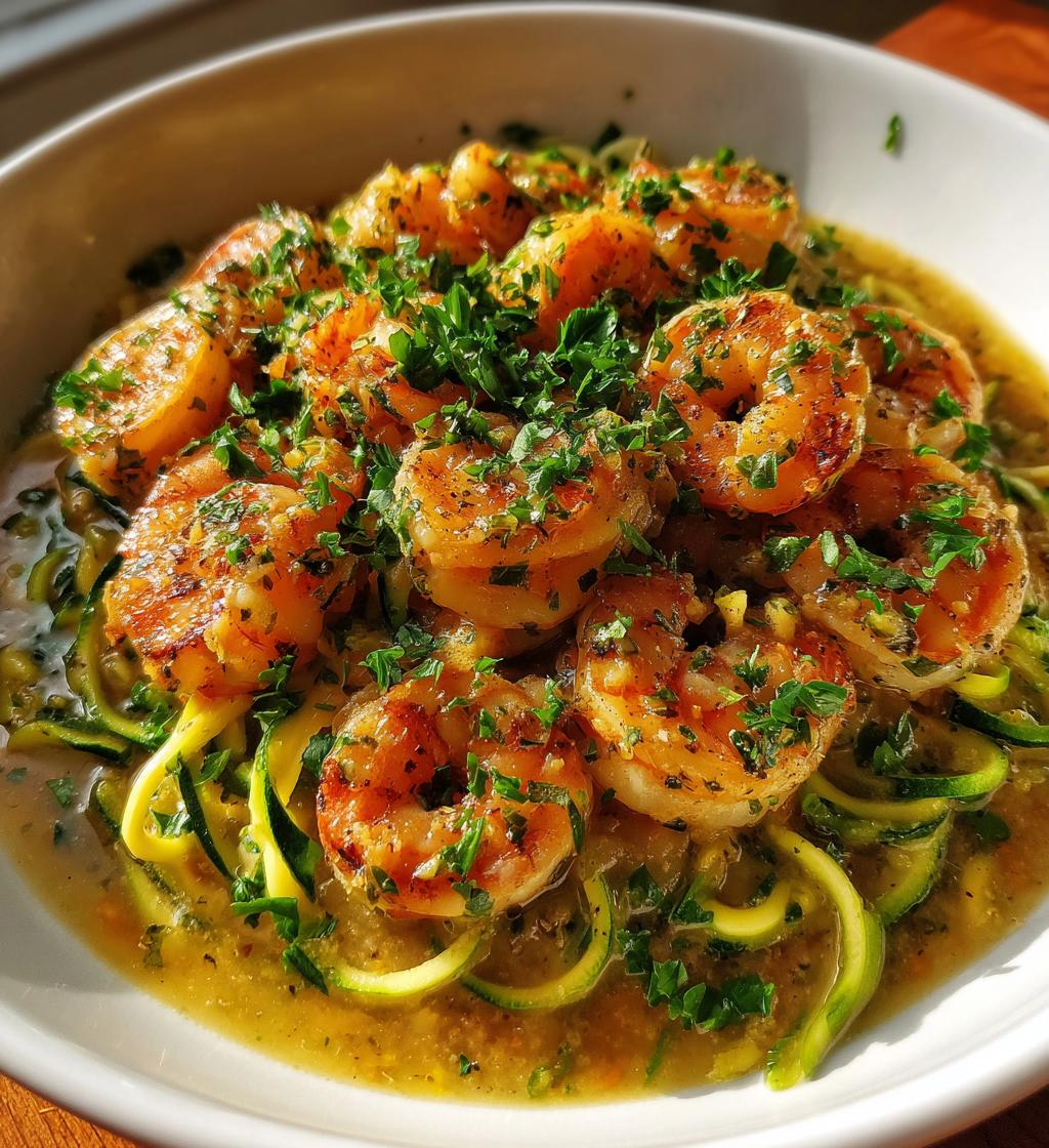 lemon garlic shrimp and zucchini noodles - detail 1