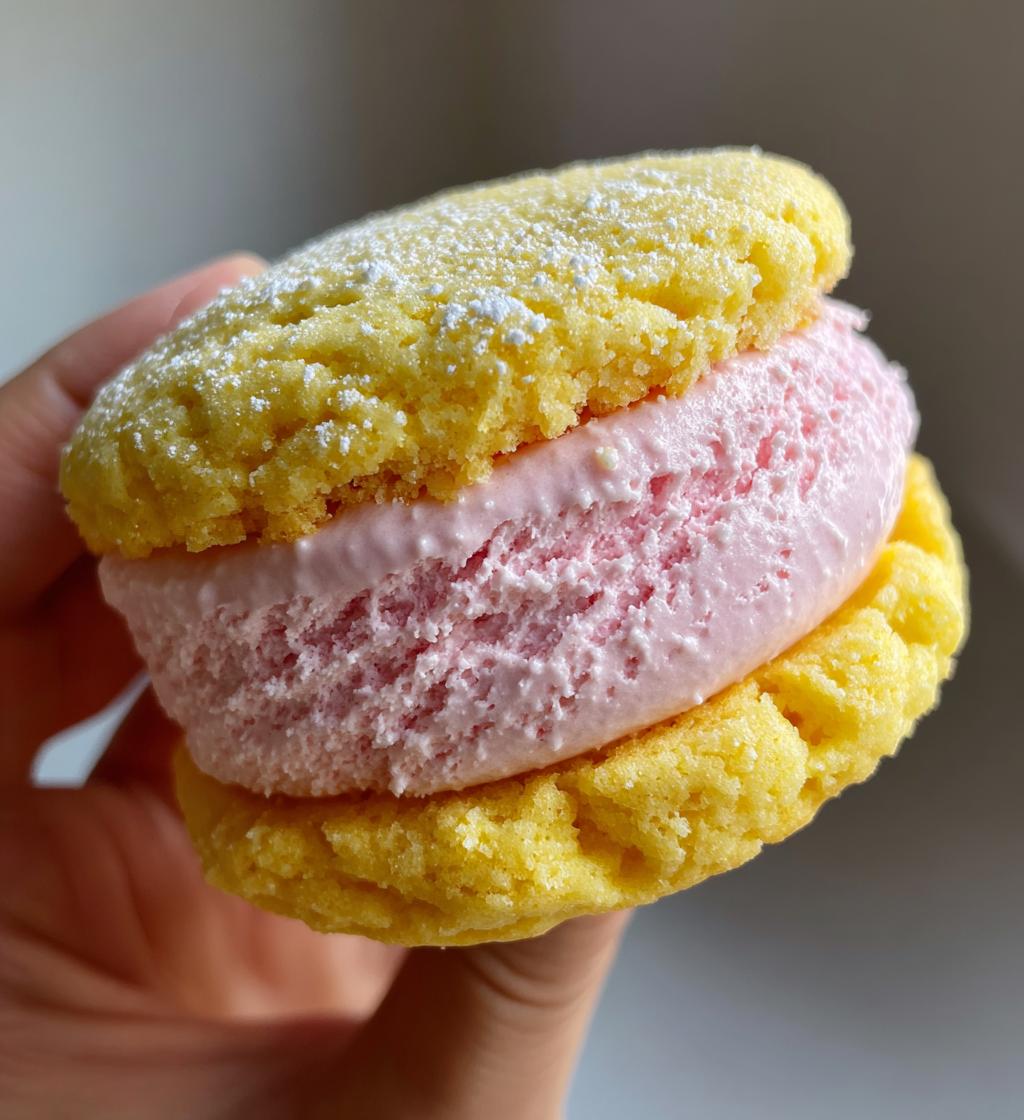 lemon sandwich cookies strawberry frosting