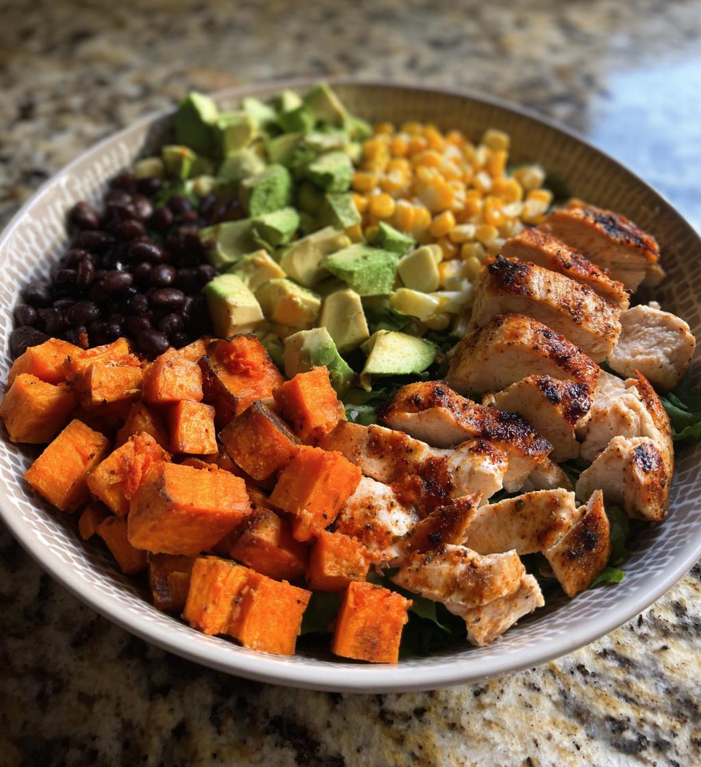 loaded grilled chicken sweet potato power bowl - detail 1