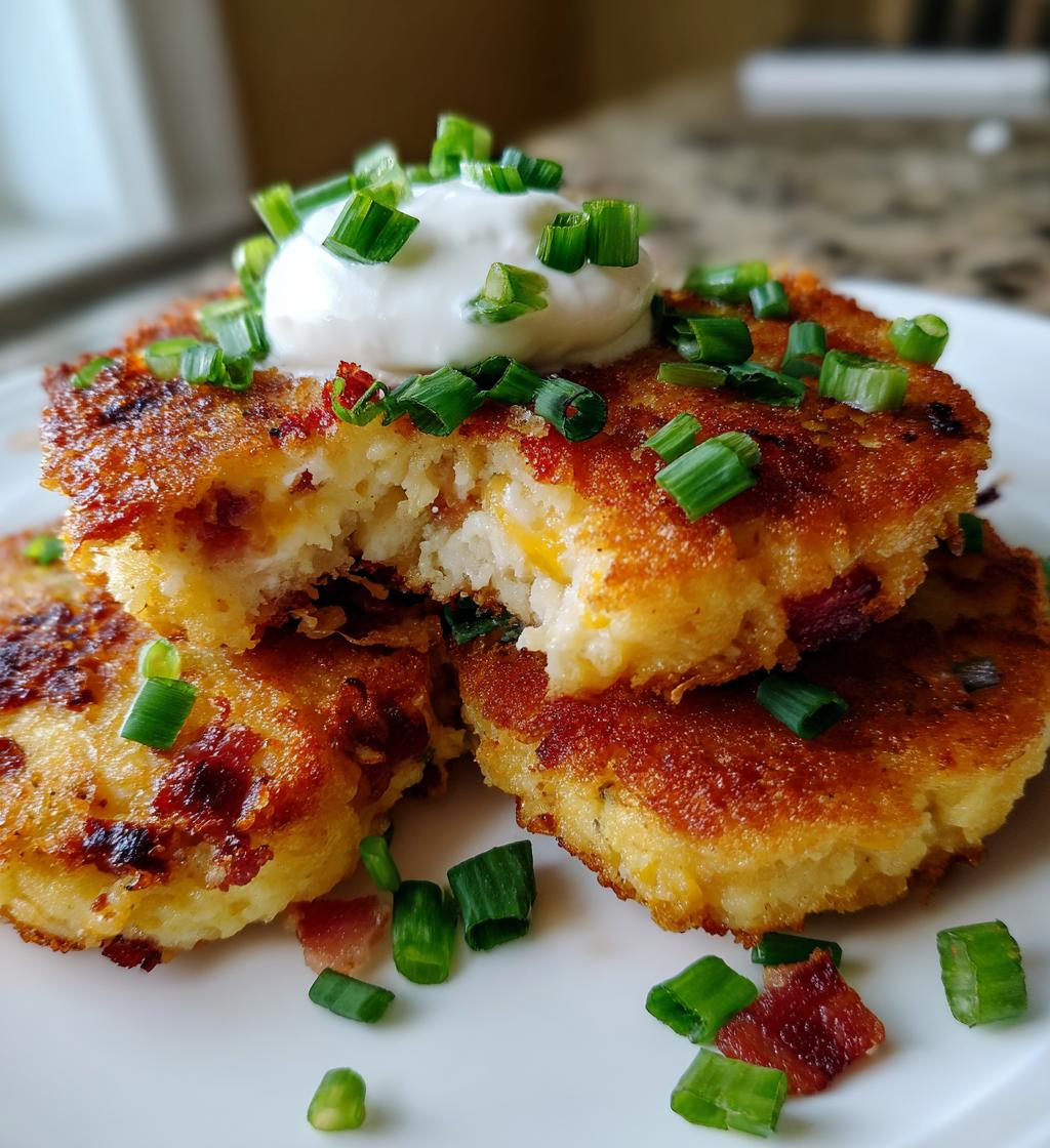 loaded mashed potato cakes - detail 1