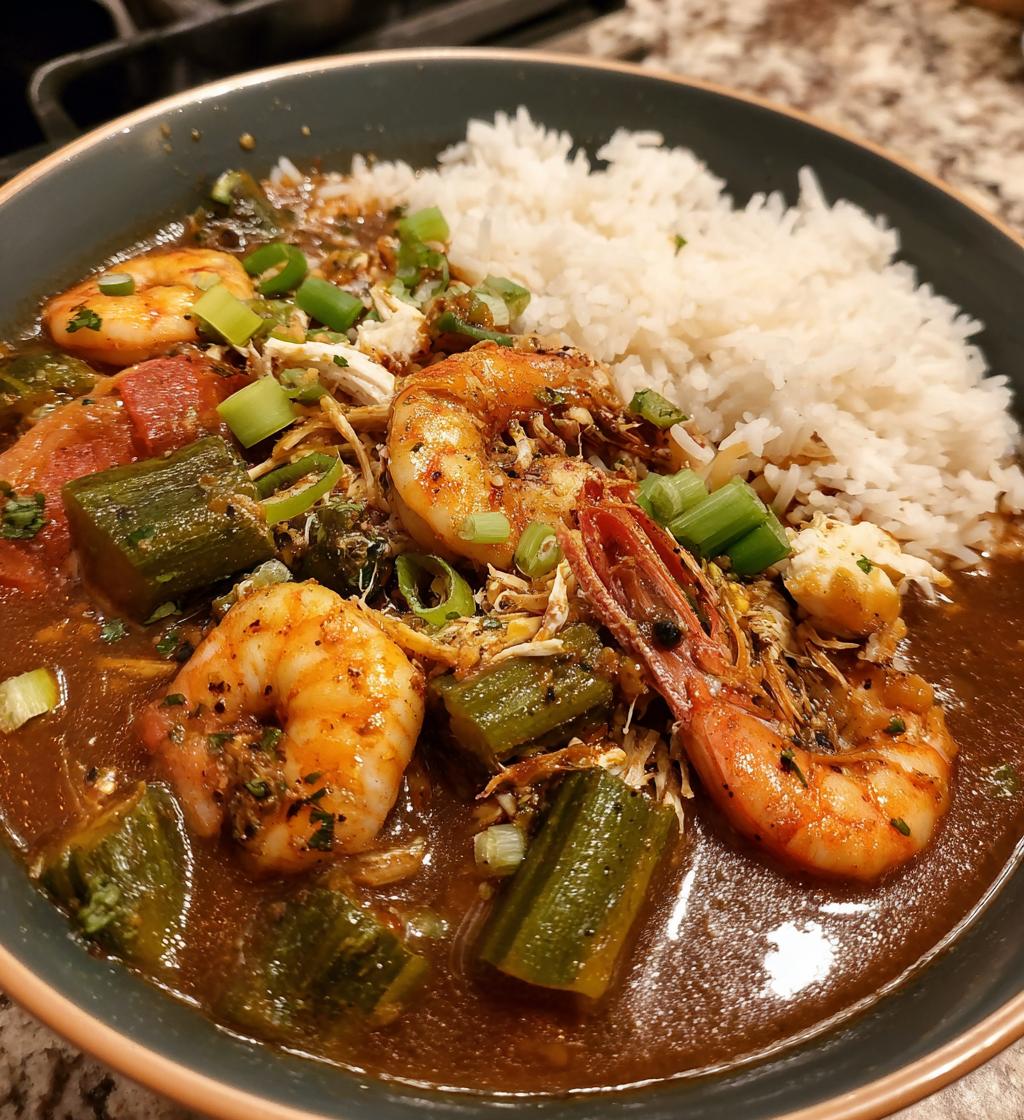 louisiana seafood gumbo - detail 1