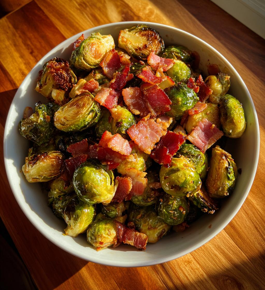 maple roasted brussel sprouts with bacon