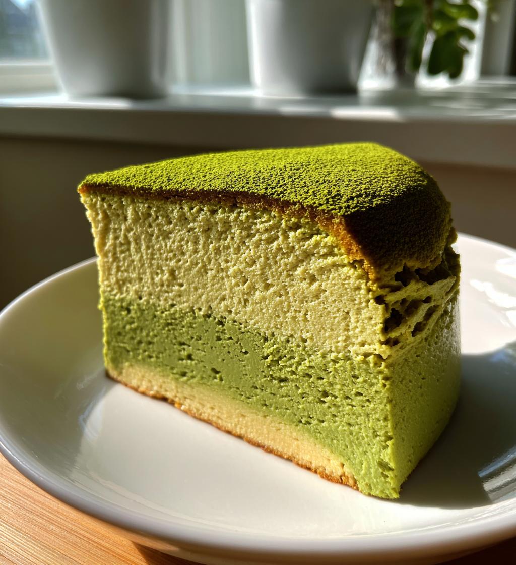 matcha japanese cheesecake - detail 1