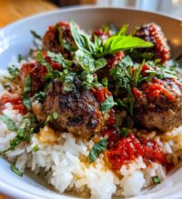 meatballs and rice bowl