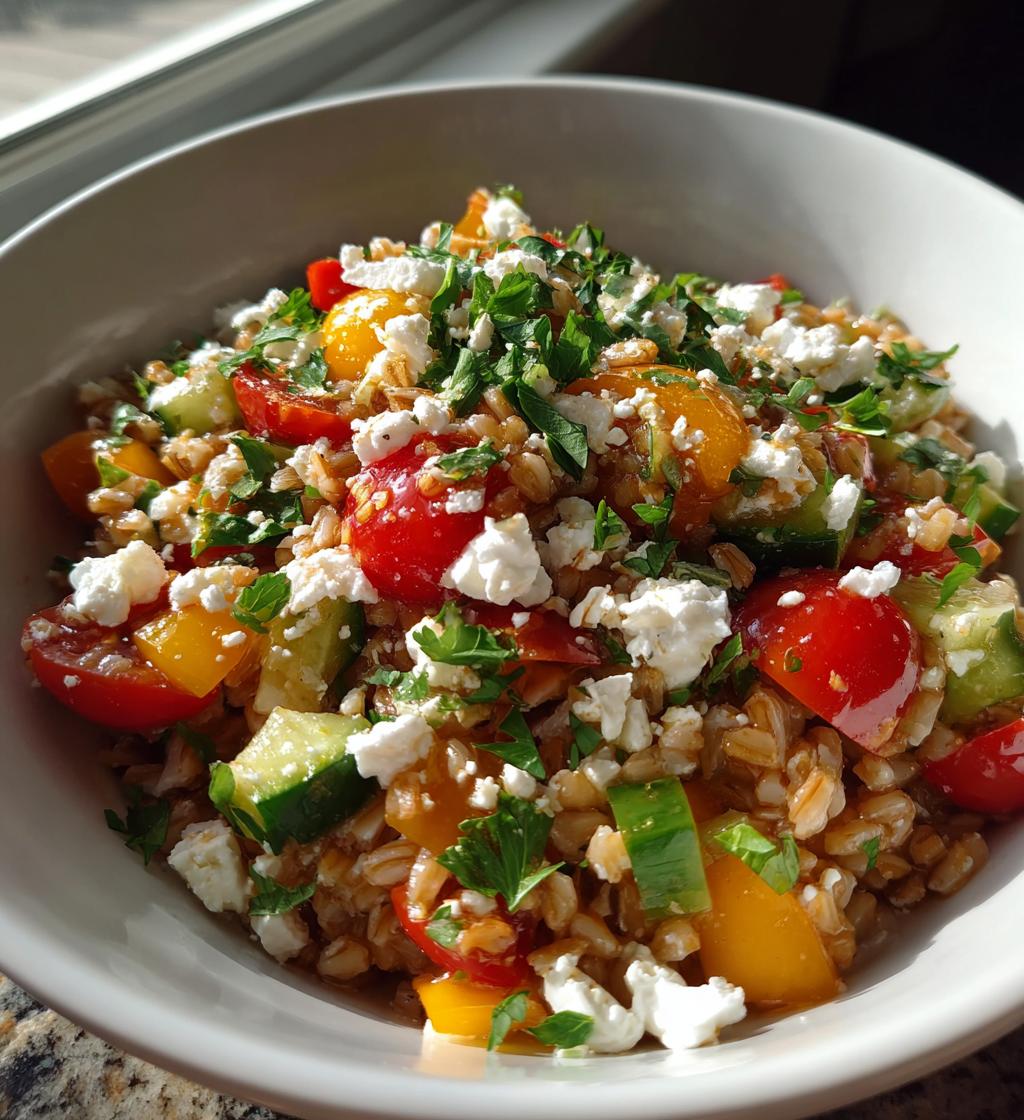 mediterranean farro bowl