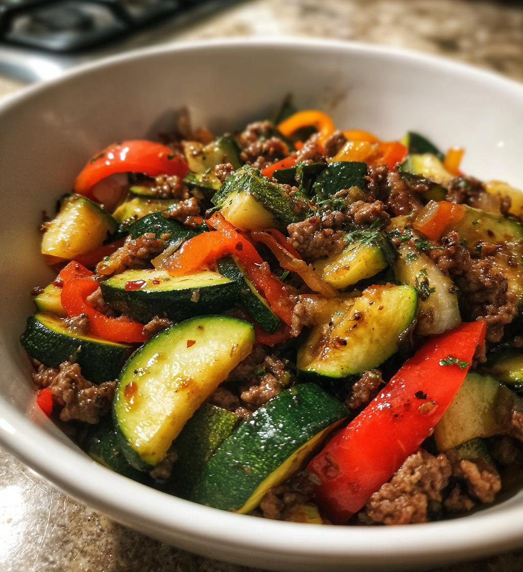 mediterranean ground beef and veggie stir fry - detail 1