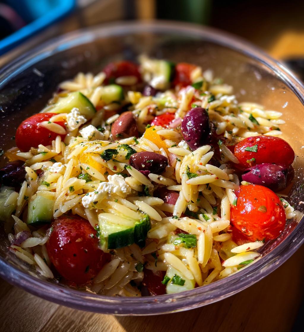 mediterranean orzo pasta salad - detail 1