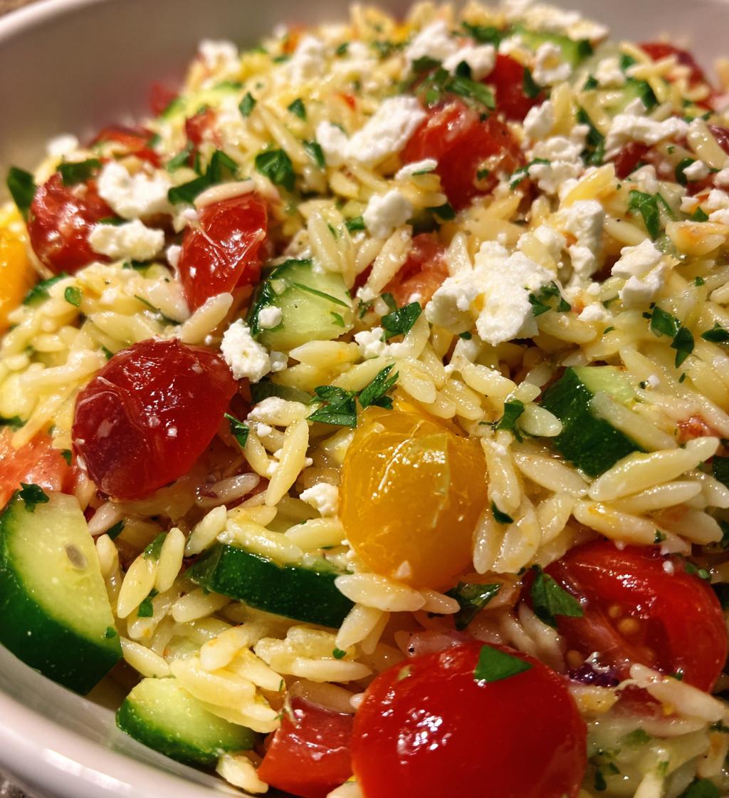 mediterranean orzo pasta salad - detail 1