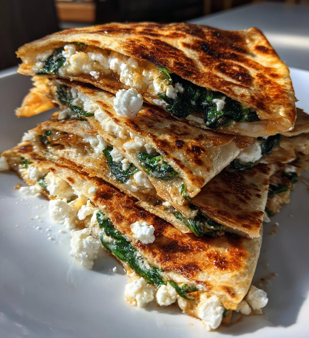 mediterranean quesadillas spinach feta mozzarella - detail 1