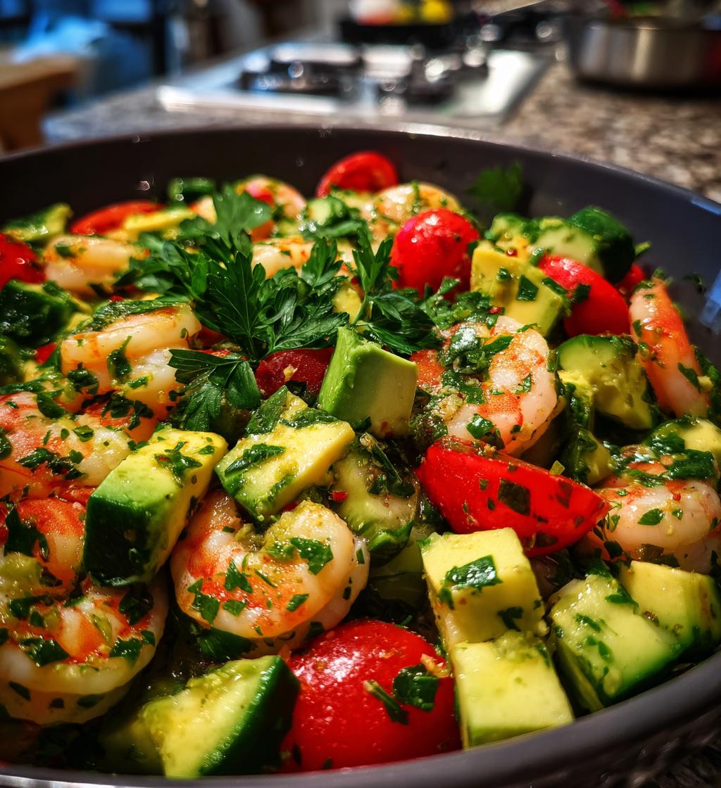 mediterranean shrimp and avocado salad - detail 1