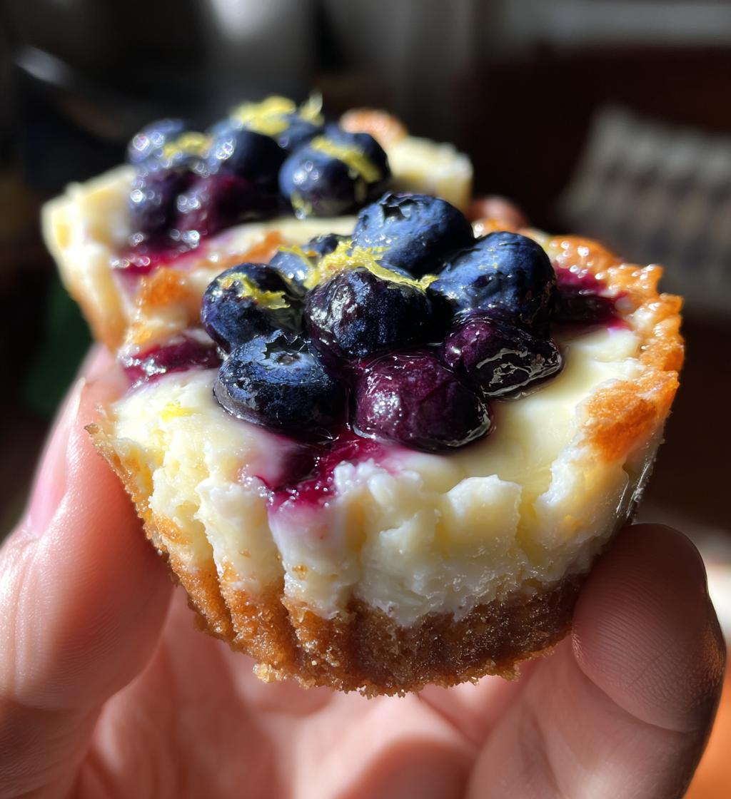 mini lemon blueberry cheesecakes