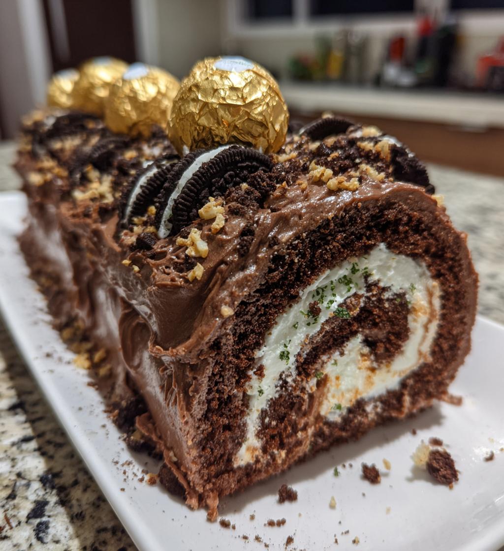 mms ferrero oreo roll cake