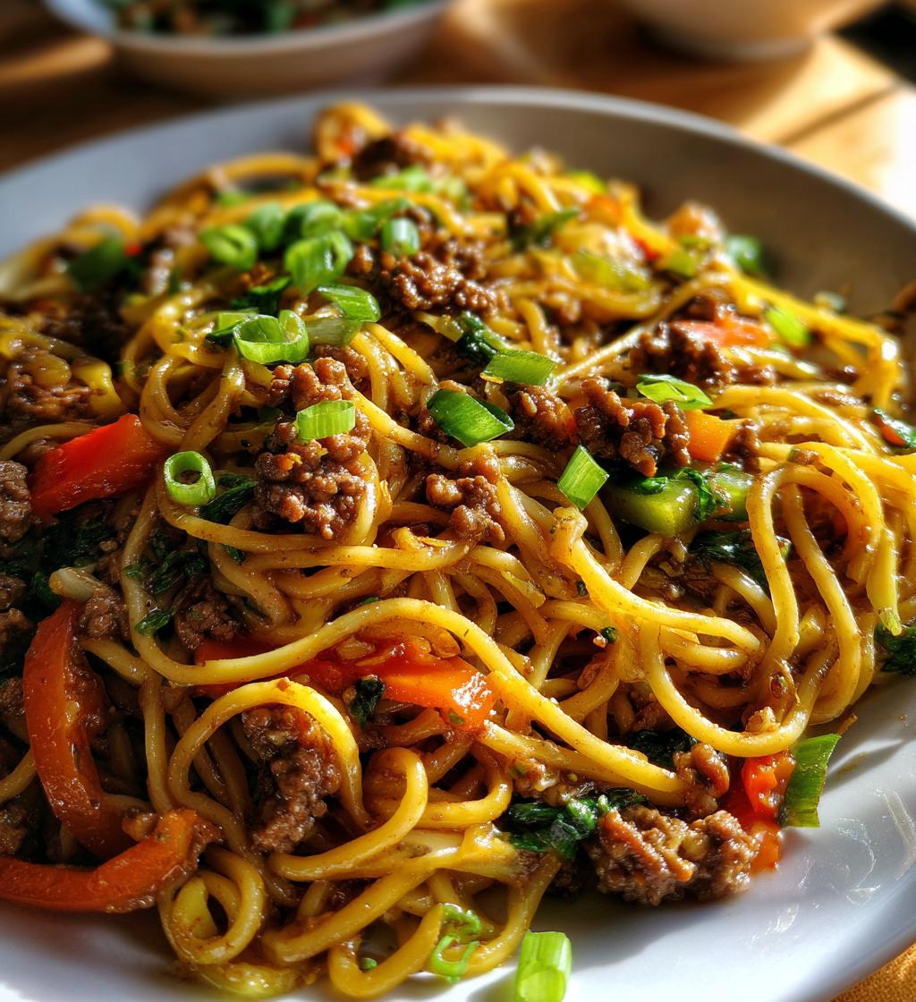 mongolian ground beef noodles