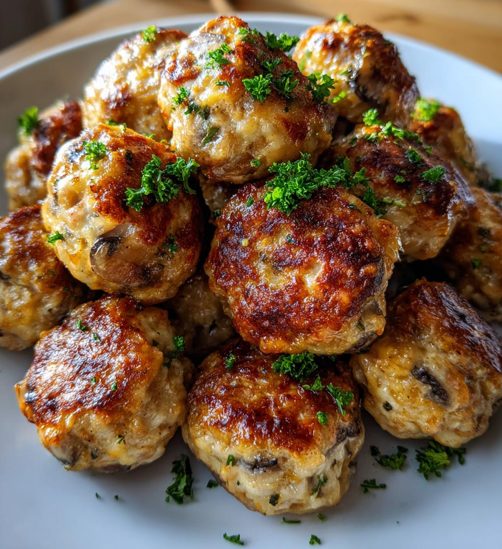 mushroom chicken meatballs - detail 1