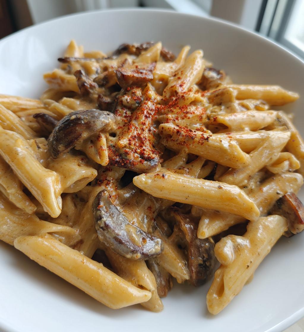 mushroom stroganoff pasta - detail 1