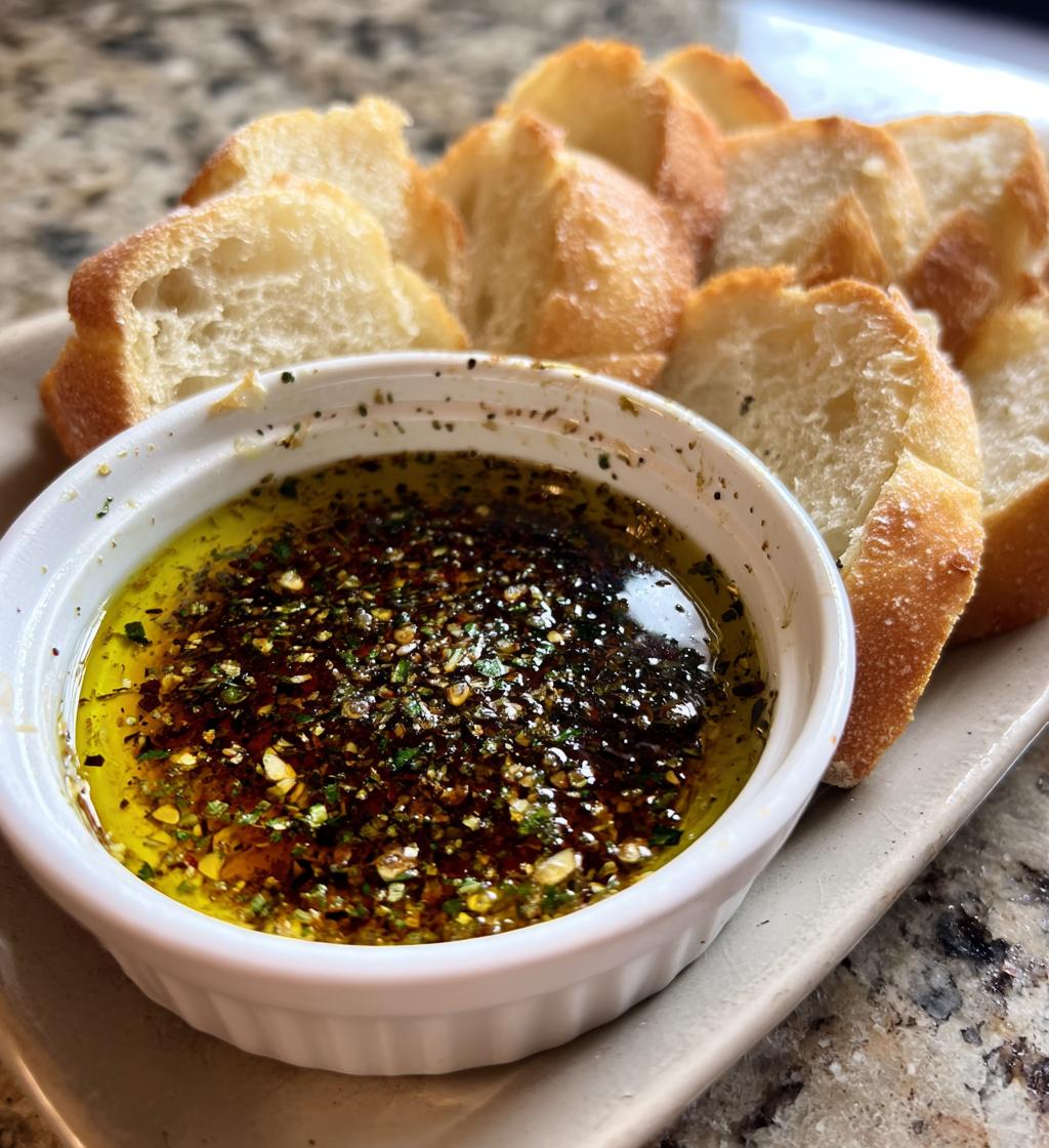 olive oil dip with warm bread