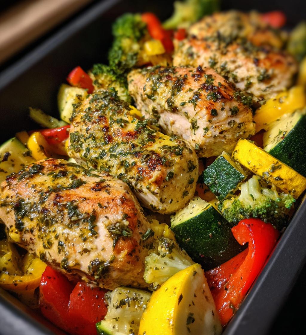 one pan 20 minute lemon herb chicken veggies - detail 1